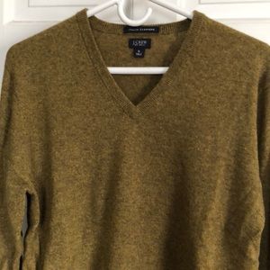 J. Crew cashmere moss green v-neck sweater